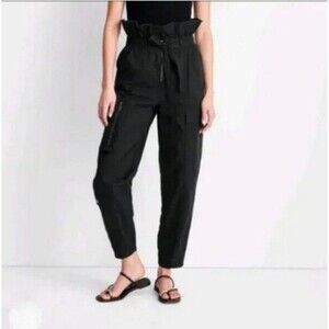 NEW Future Collective High Waisted Fold Over Cargo Pants Black Women’s Sz 6 NWT